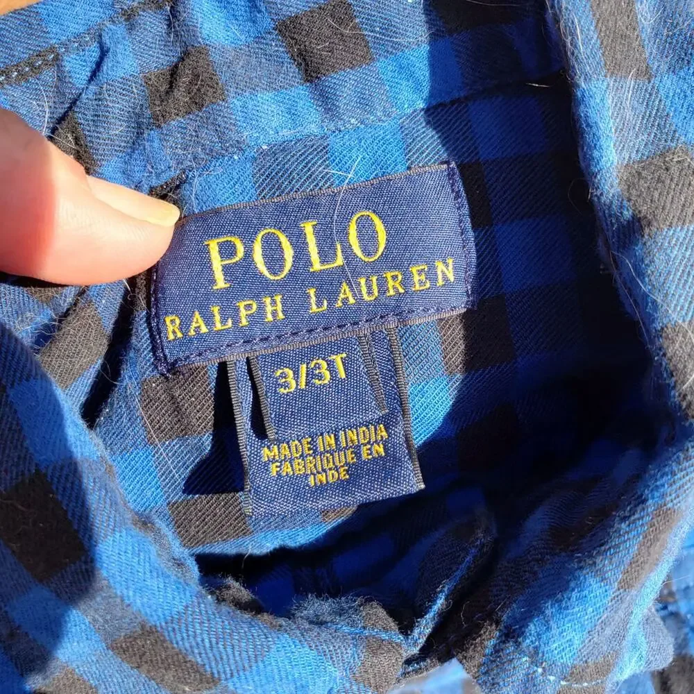 Ralph Lauren Polo Boy's 3T Buffalo Plaid Long Sleeve Button Down Shirt